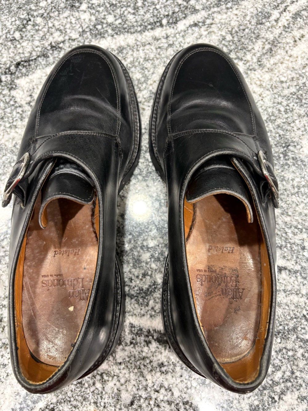 Allen Edmonds Black Leather Men's Slip-On Loafers with Silver Bit